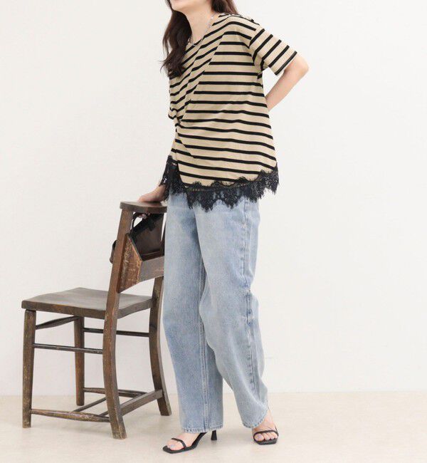 fredy emue「ボーダーアシメツイストプルオーバーTシャツ」|Tシャツ・カットソー|