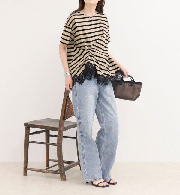 fredy emue「ボーダーアシメツイストプルオーバーTシャツ」|Tシャツ・カットソー|
