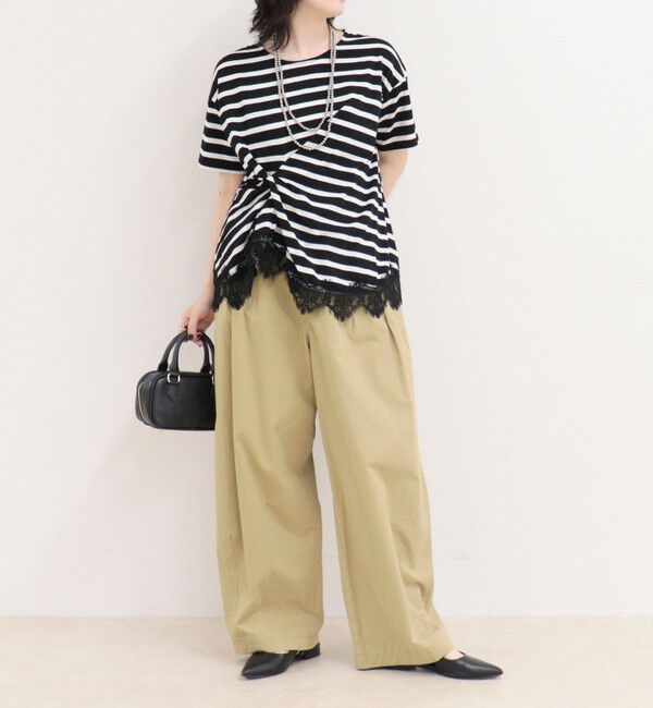 fredy emue「ボーダーアシメツイストプルオーバーTシャツ」|Tシャツ・カットソー|