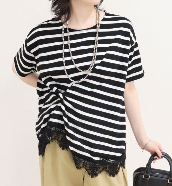 fredy emue「ボーダーアシメツイストプルオーバーTシャツ」|Tシャツ・カットソー|