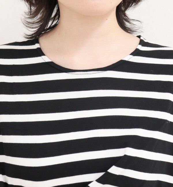 fredy emue「ボーダーアシメツイストプルオーバーTシャツ」|Tシャツ・カットソー|