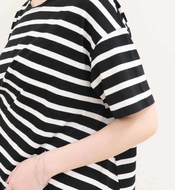 fredy emue「ボーダーアシメツイストプルオーバーTシャツ」|Tシャツ・カットソー|