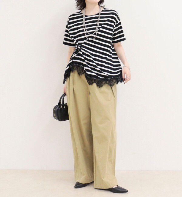 fredy emue「ボーダーアシメツイストプルオーバーTシャツ」|Tシャツ・カットソー|