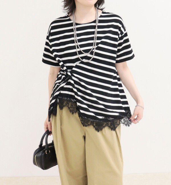 fredy emue「ボーダーアシメツイストプルオーバーTシャツ」|Tシャツ・カットソー|