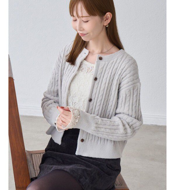 Rope&rsquo;Picnic「スフレニット ケーブルショートカーディガン」|カーディガン|