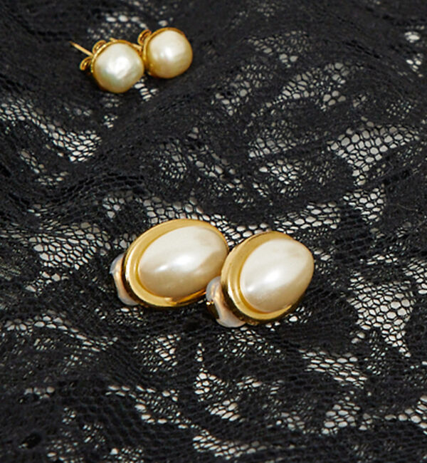 Rouge vif「【Caline Paris /カリーヌパリ 】ヴィンテージオーバルパールイヤリン」|ピアス|