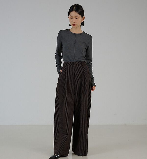 NOMINE「タックワイドパンツ｜カルゼ/ストライプ セットアップ対応」|その他|