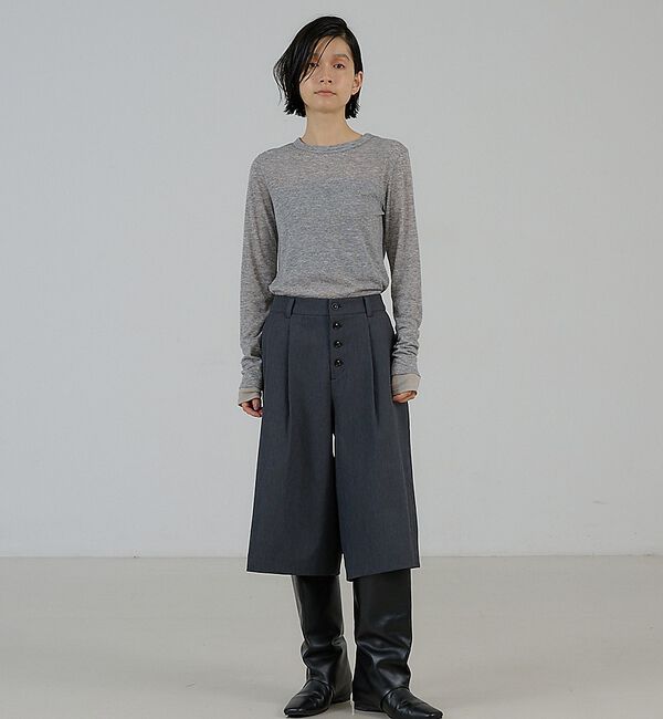 NOMINE「フロントボタン オックス バミューダワイドパンツ｜セットアップ対応 ウールライク」|その他|