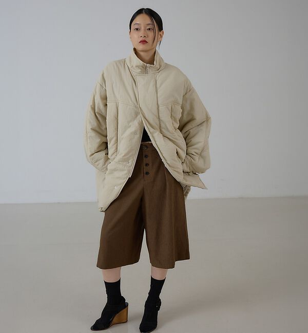 NOMINE「フロントボタン オックス バミューダワイドパンツ｜セットアップ対応 ウールライク」|その他|