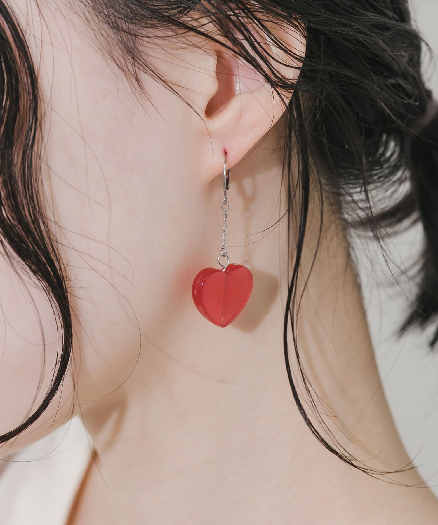 SMELLY「ステンレスアシンメトリーハートピアス」|ピアス|