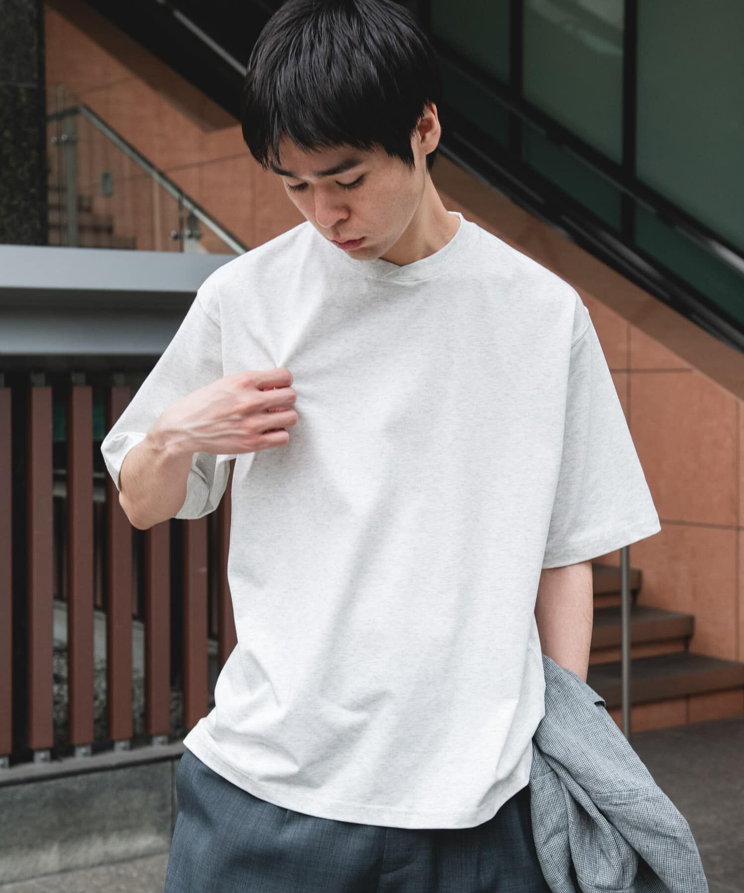 URBAN RESEARCH DOORS「『速乾/接触冷感/UVカット』Sorona ラウンドカラーショートスリーブTシャツ」|Tシャツ・カットソー|