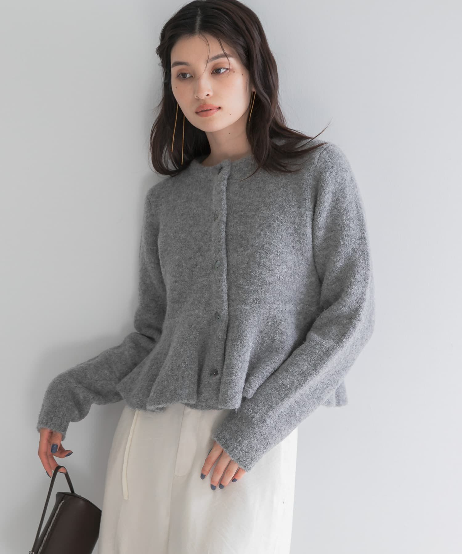 URBAN RESEARCH ROSSO「『WEB限定』ブークレーペプラムカーディガン」|カーディガン|
