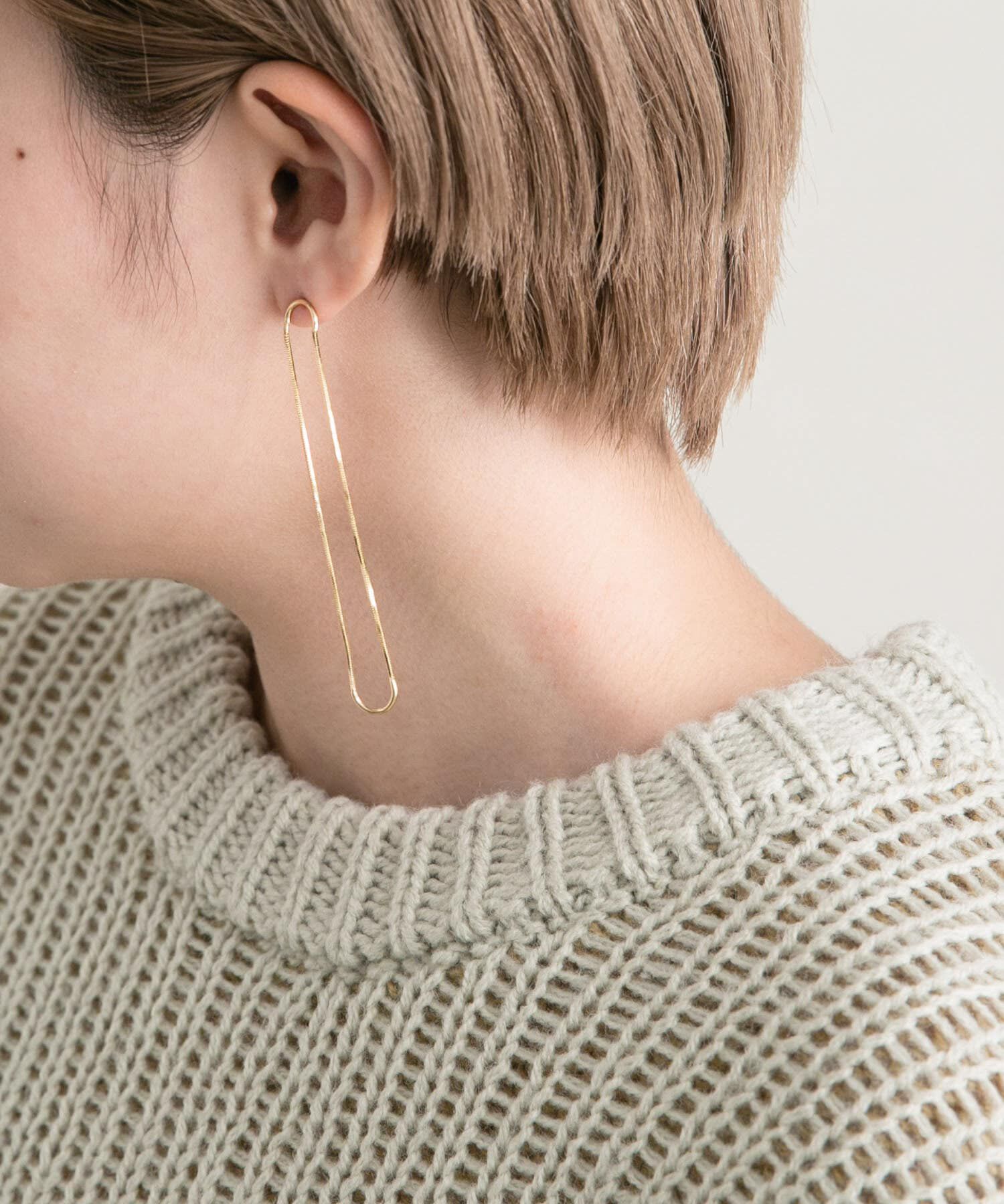  「ロングオーバルチェーンピアス」|ピアス|ゴールド