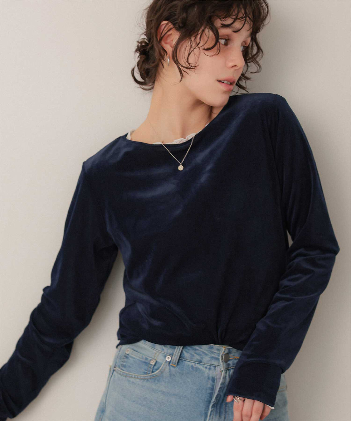 titivate「シアーベロアロングTシャツ」|Tシャツ・カットソー|ネイビー
