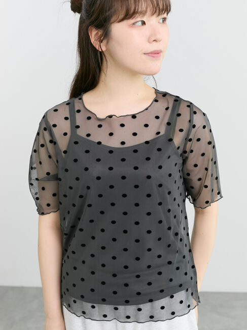 Samansa Mos2「◆フロッキードットプルオーバー&キャミ」|Tシャツ・カットソー|