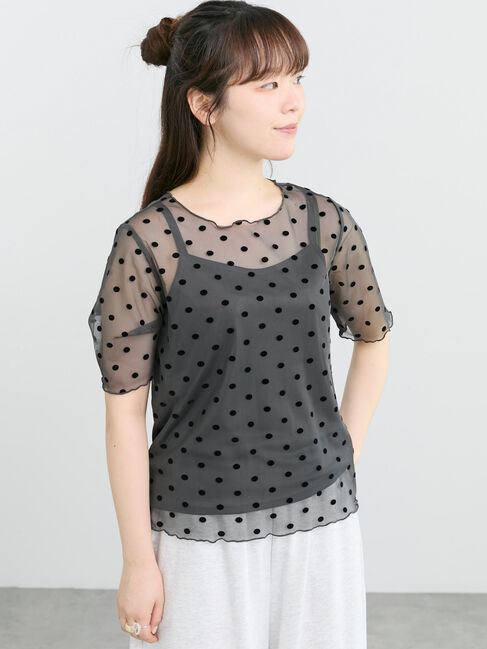 Samansa Mos2「◆フロッキードットプルオーバー&キャミ」|Tシャツ・カットソー|