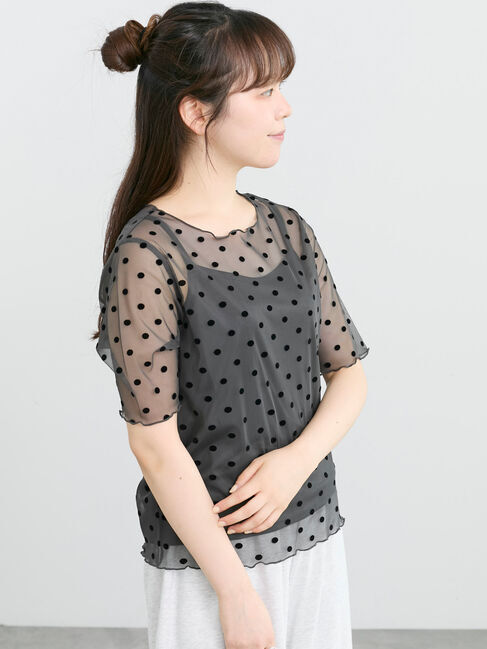 Samansa Mos2「◆フロッキードットプルオーバー&キャミ」|Tシャツ・カットソー|