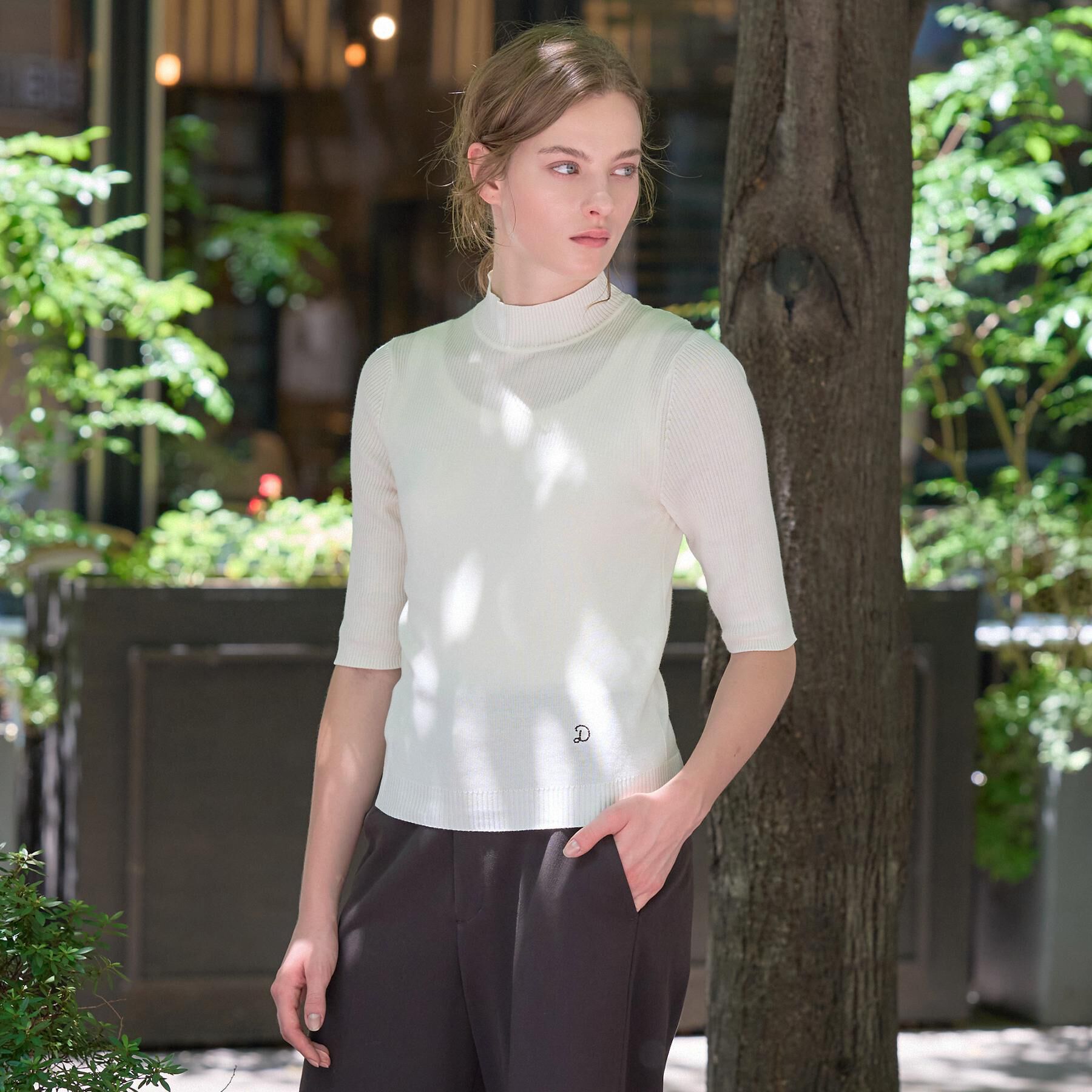 DRESSTERIOR「【接触冷感】クールタッチ ハーフスリーブニット」|ニット・セーター|