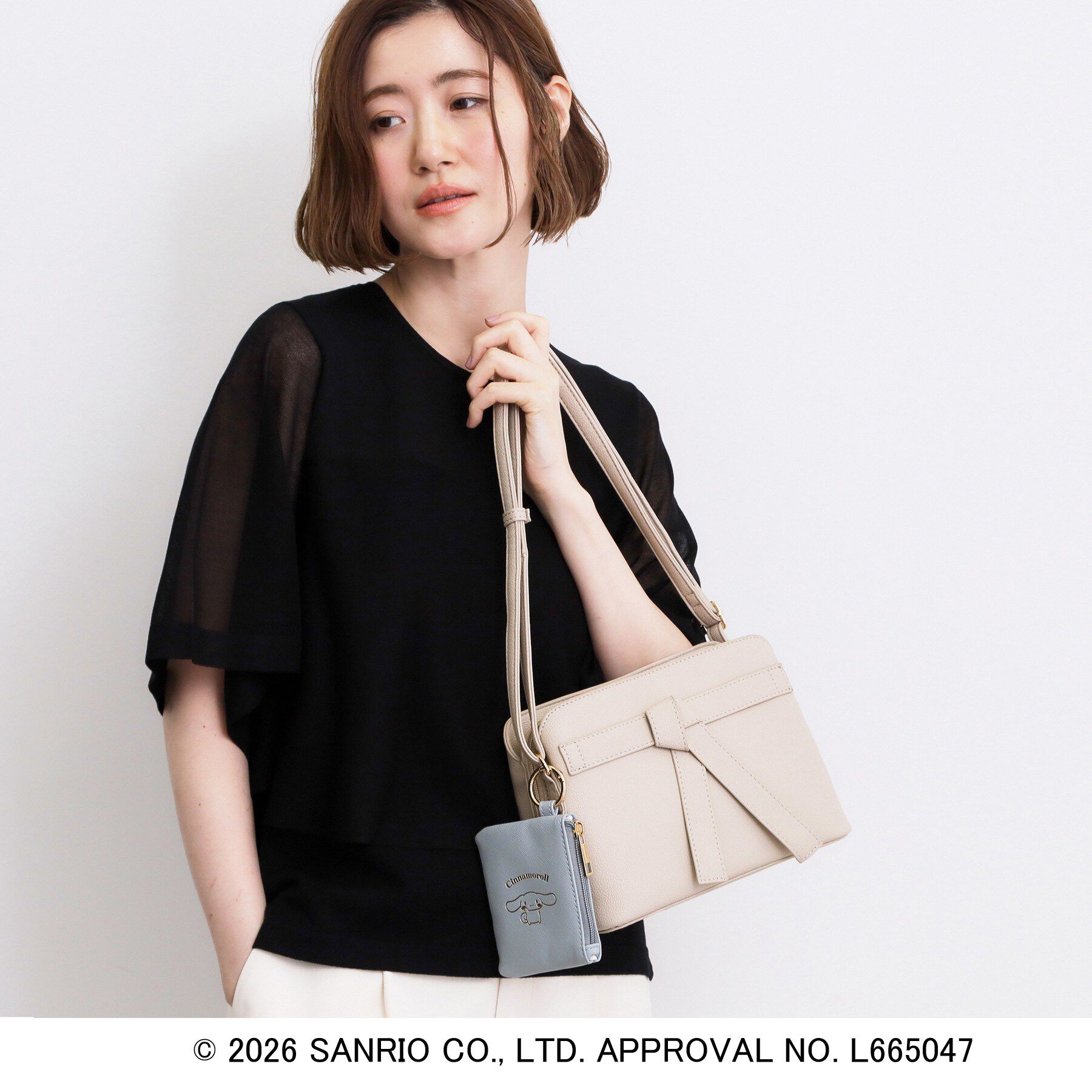 grove「【シナモロール＆リトルツインスターズ】リボンショルダー」|ショルダー・メッセンジャー|グレージュ(050)