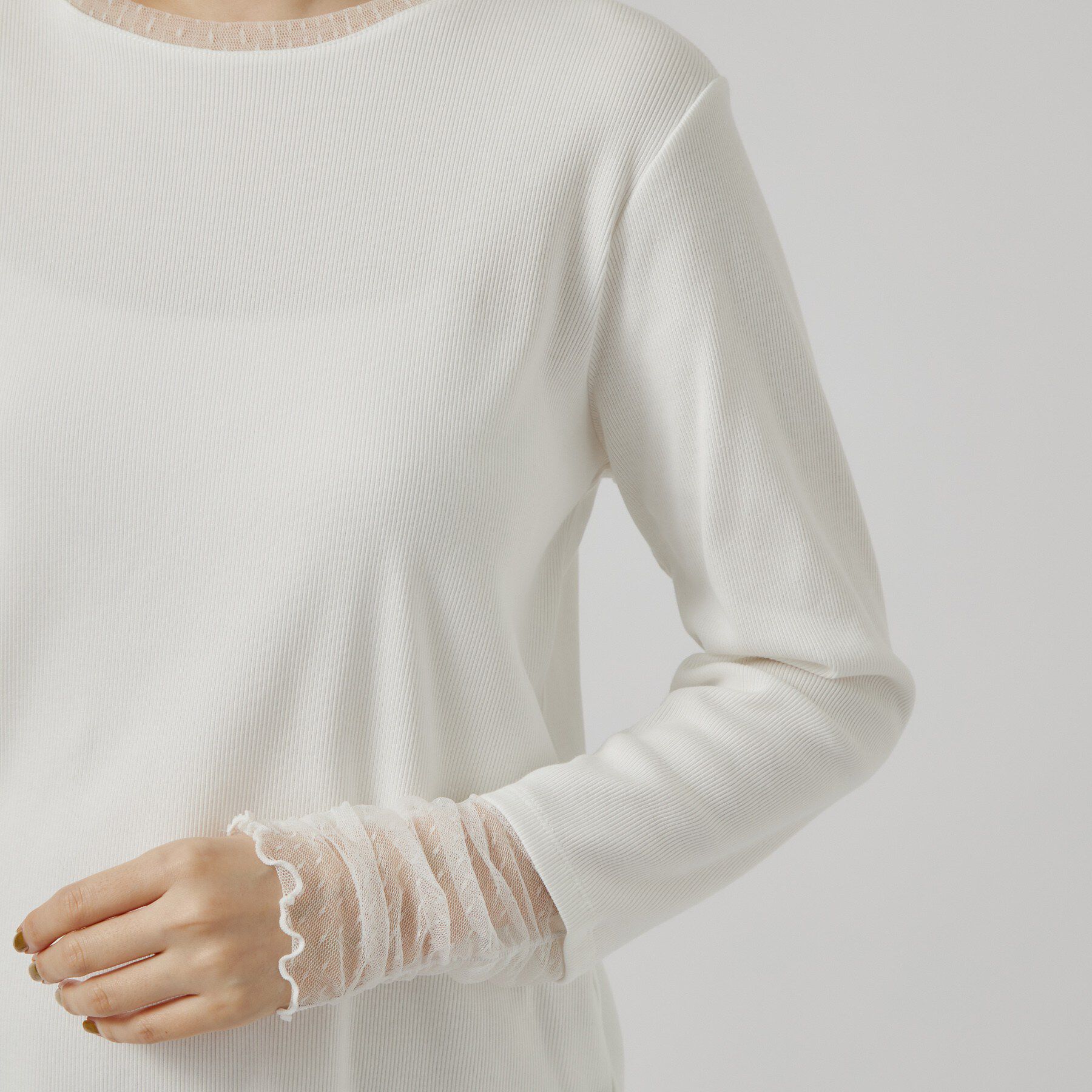 grove「【重ね着にも◎】チュールドッキングテレコカットソー」|Tシャツ・カットソー|