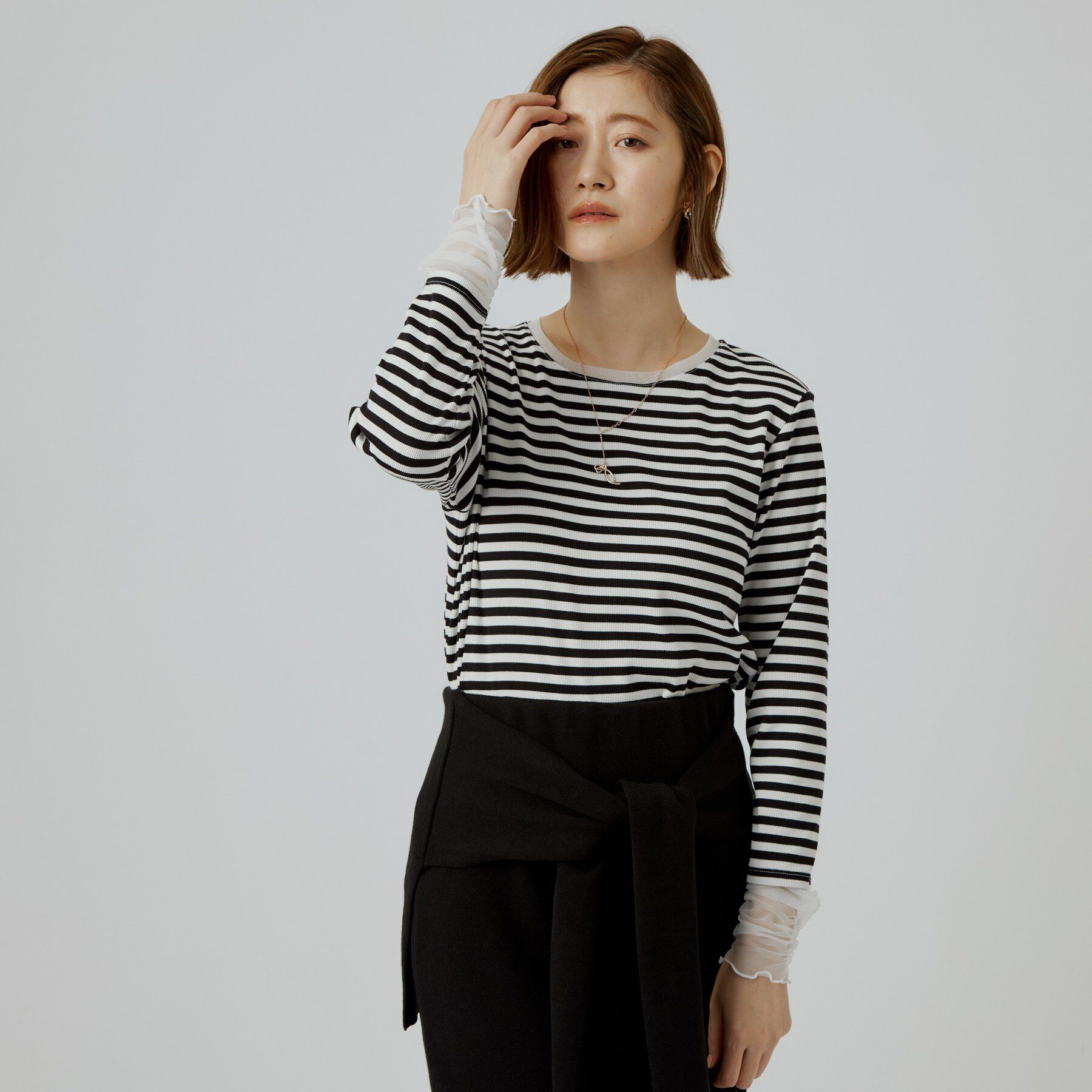 grove「【重ね着にも◎】チュールドッキングテレコカットソー」|Tシャツ・カットソー|