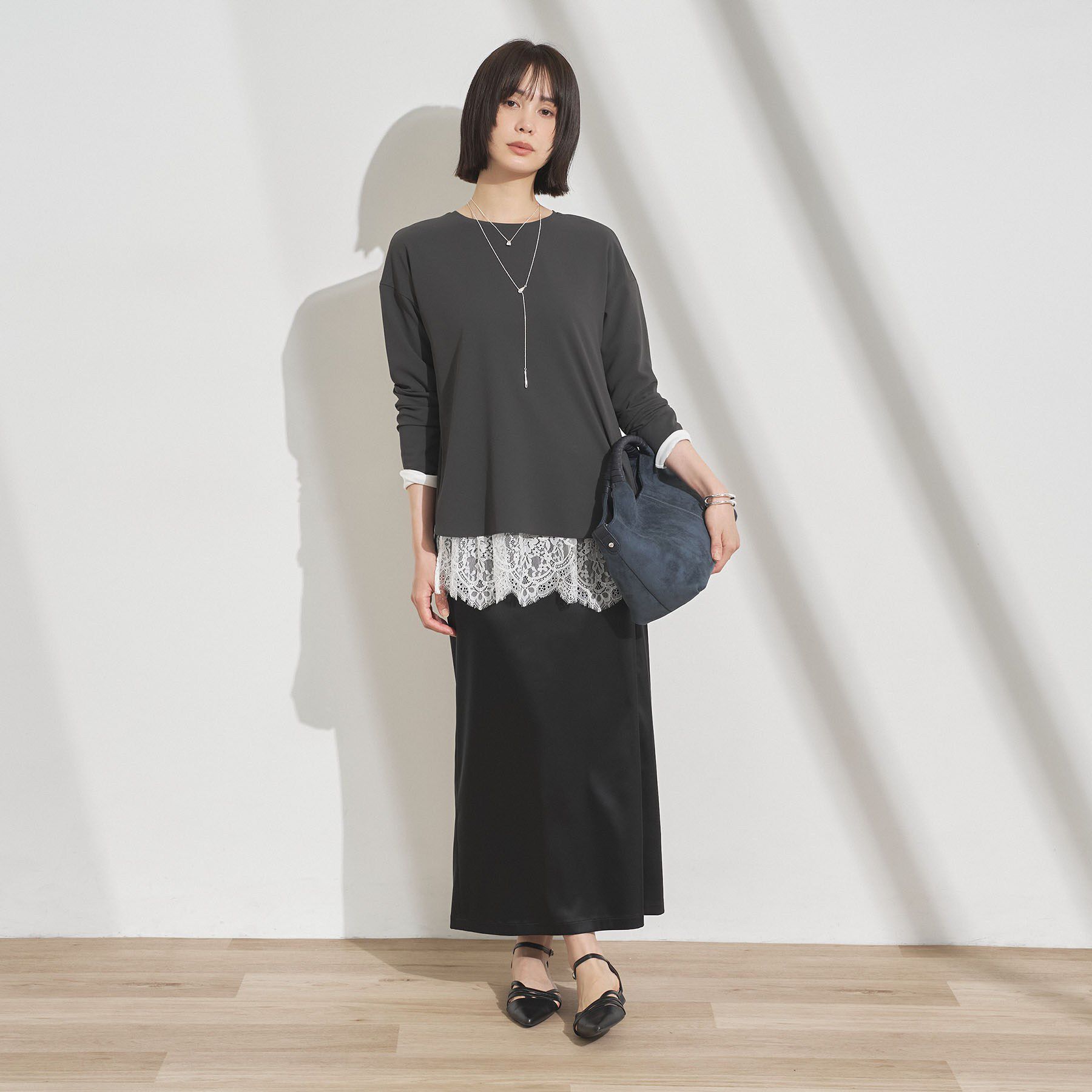 INDIVI「【吸汗速乾／さらっと】キレイめロンT」|Tシャツ・カットソー|