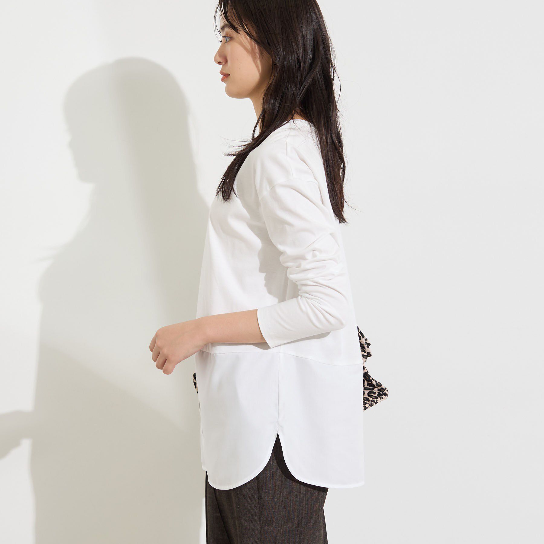 INDIVI「【レイヤードにおすすめ】シャツコンビ ロングTシャツ」|Tシャツ・カットソー|