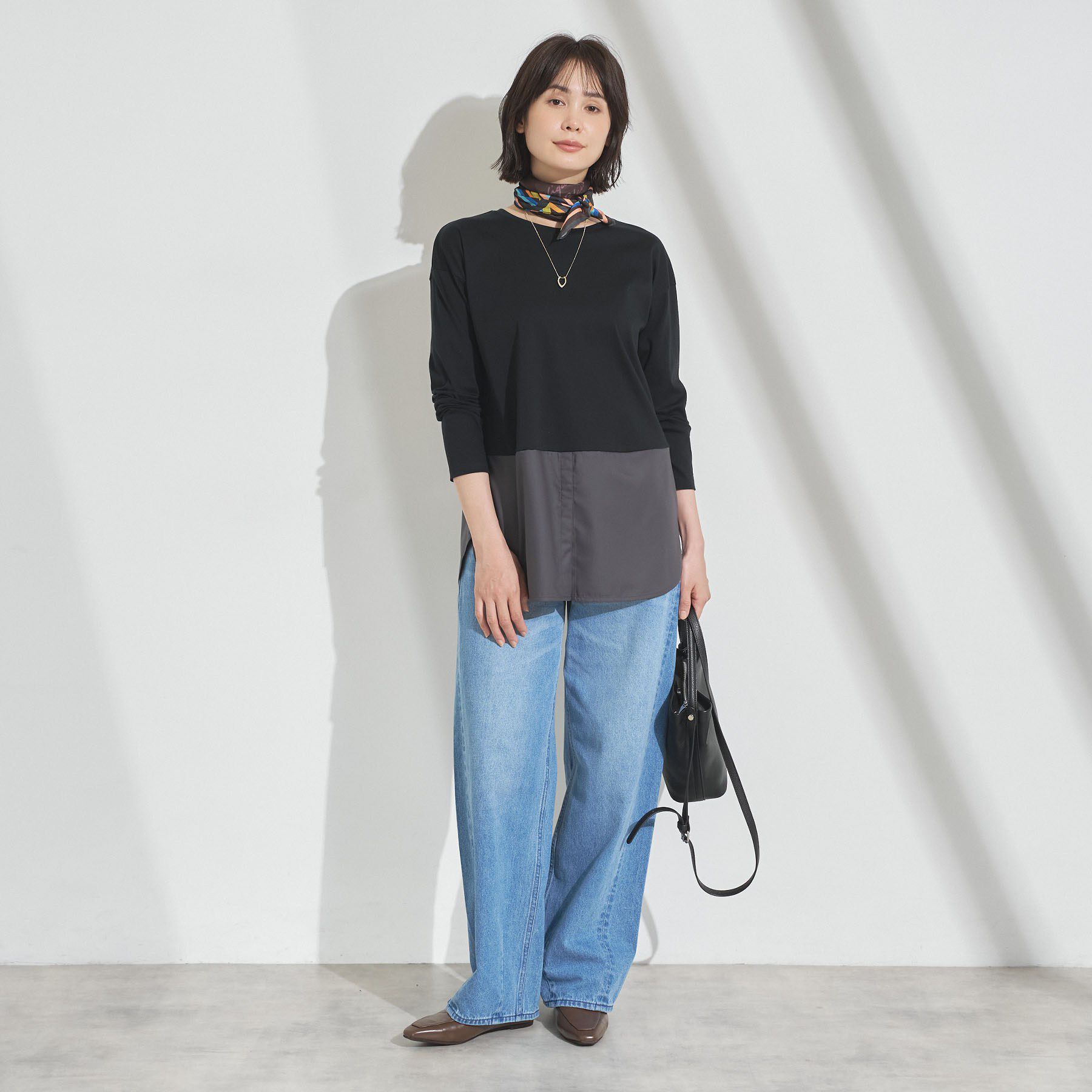INDIVI「【レイヤードにおすすめ】シャツコンビ ロングTシャツ」|Tシャツ・カットソー|