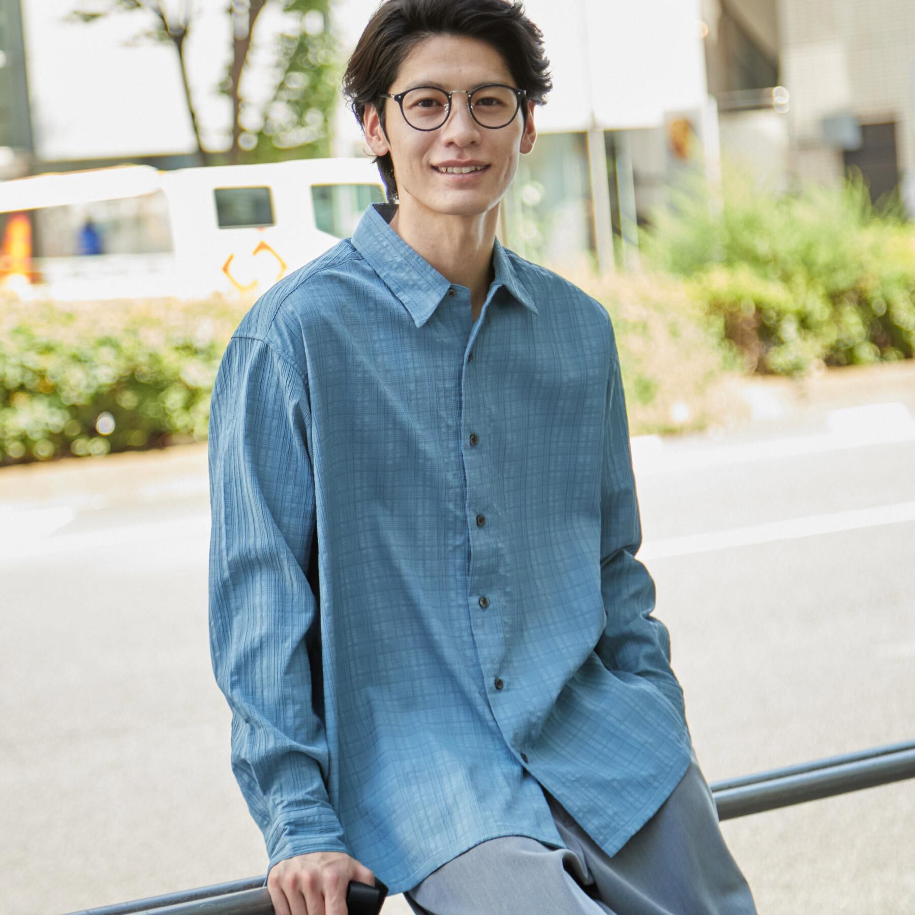 THE SHOP TK「【洗濯機OK】格子織 長袖シャツ」|シャツ・ブラウス|