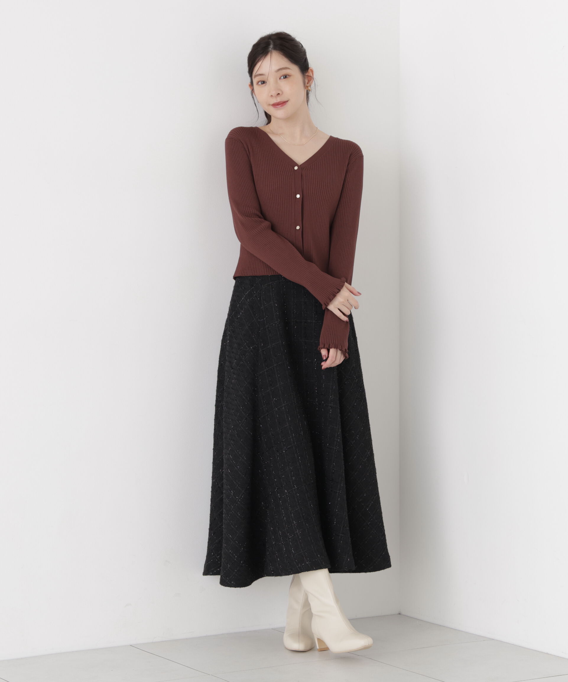 PROPORTION BODY DRESSING「ニュアンス釦ニットカーディガン」|カーディガン|