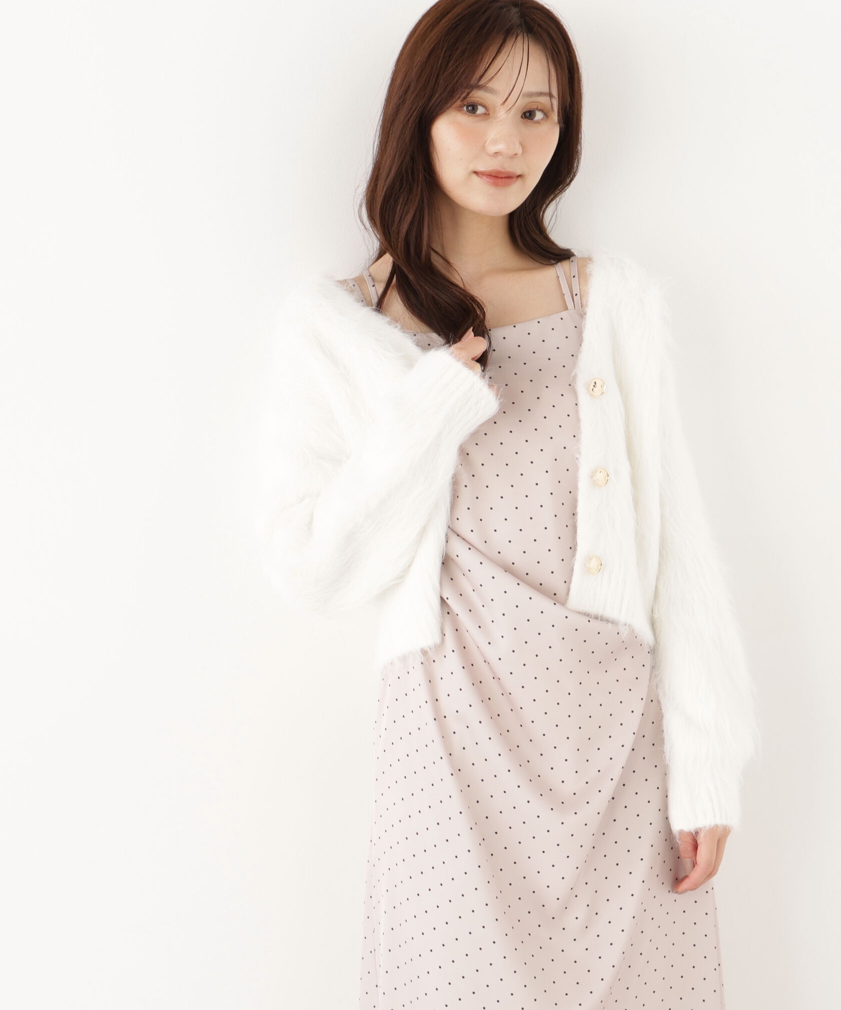 PROPORTION BODY DRESSING「シャギーショートカーディガン」|カーディガン|ホワイト