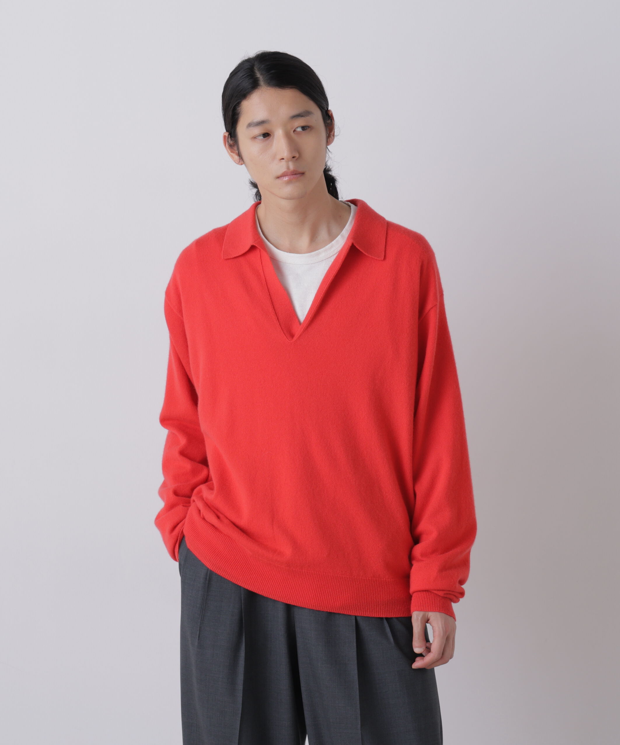 YLEVE 「YLEVE / CASHMERE KNIT SKIPPER PULLOVER」|ニット・セーター|RED