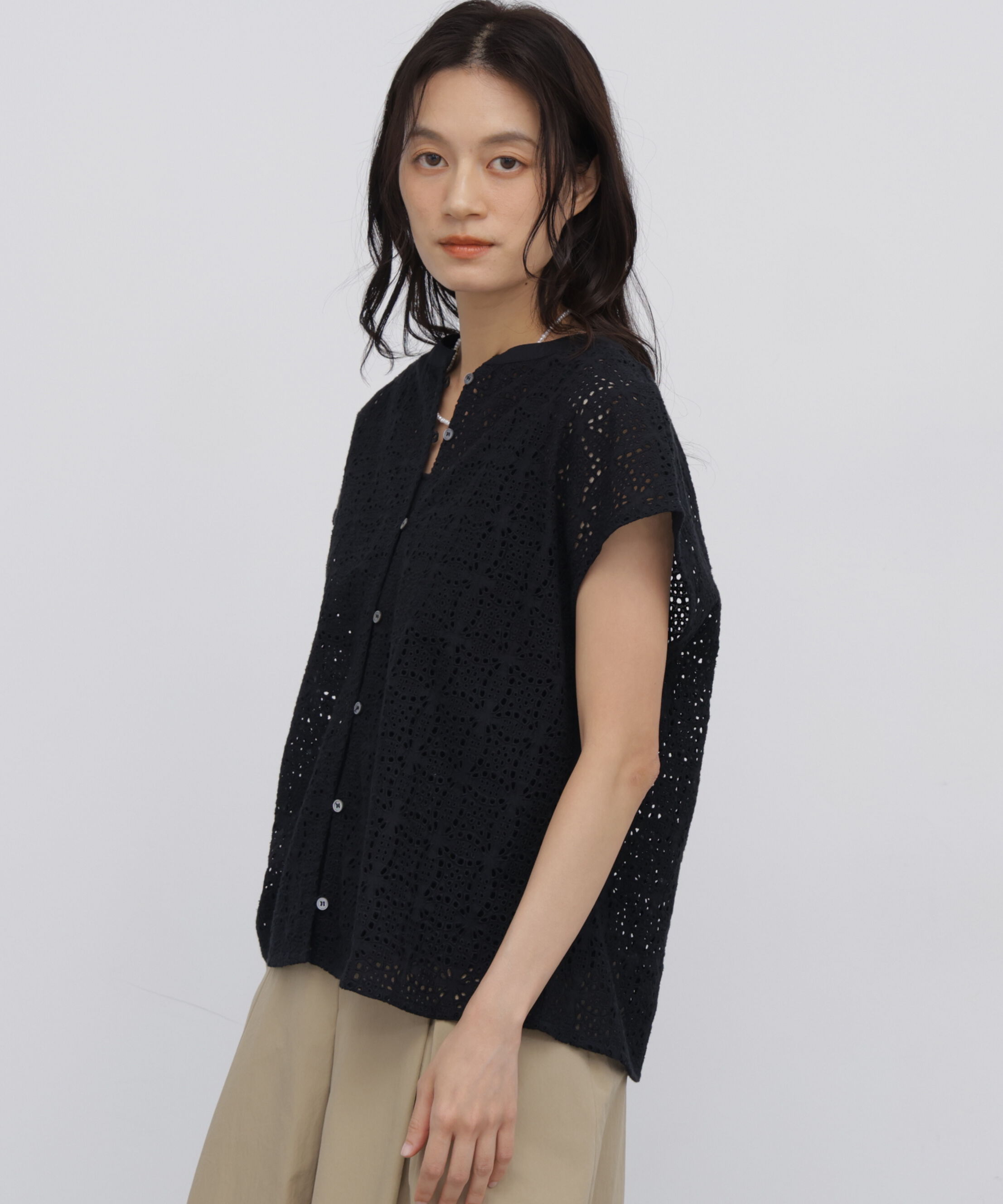  「◆インドコットンアイレット刺繍ブラウス」|シャツ・ブラウス|