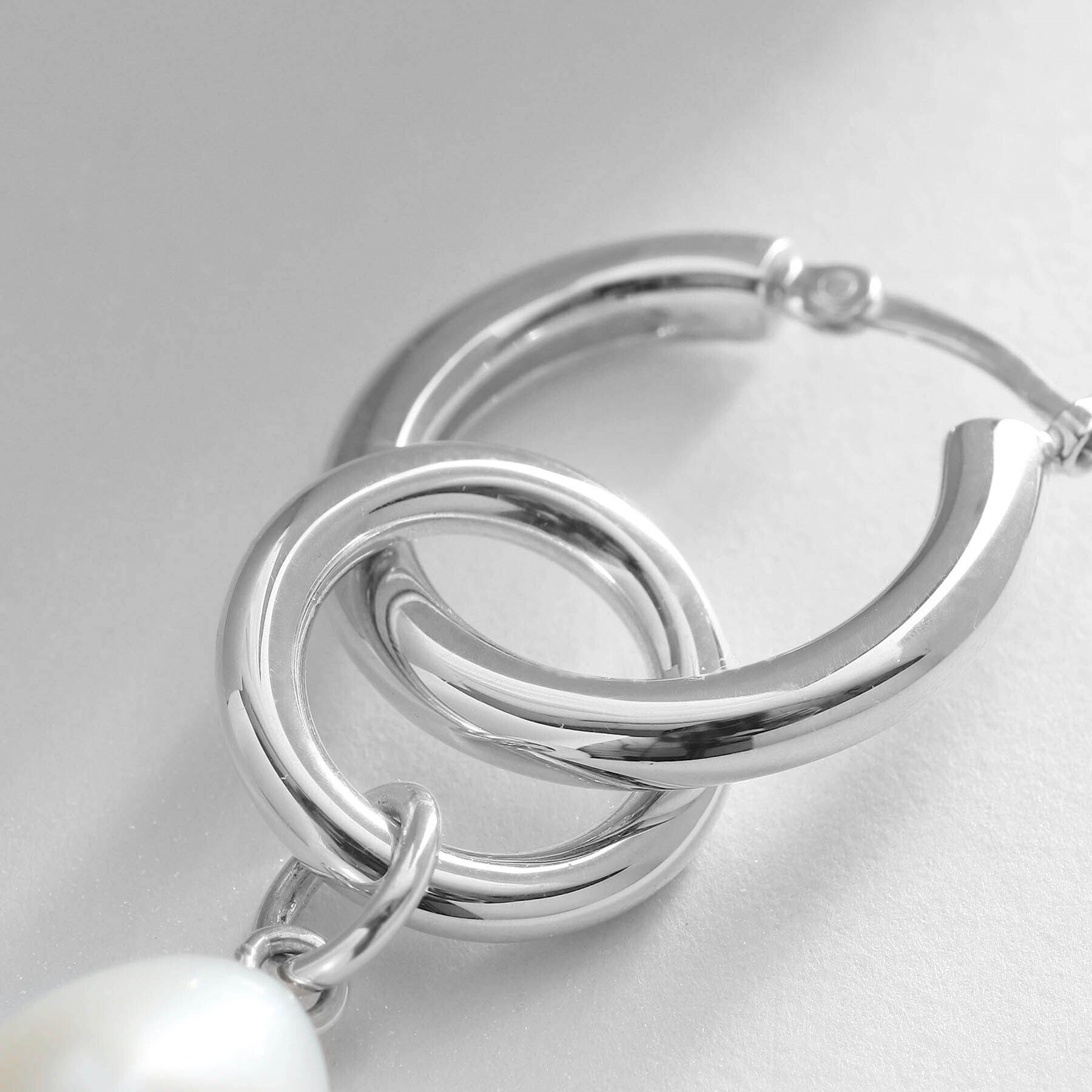 COCOSHNIK ONKITSCH「シルバー フープピアス パールチャーム」|ピアス|
