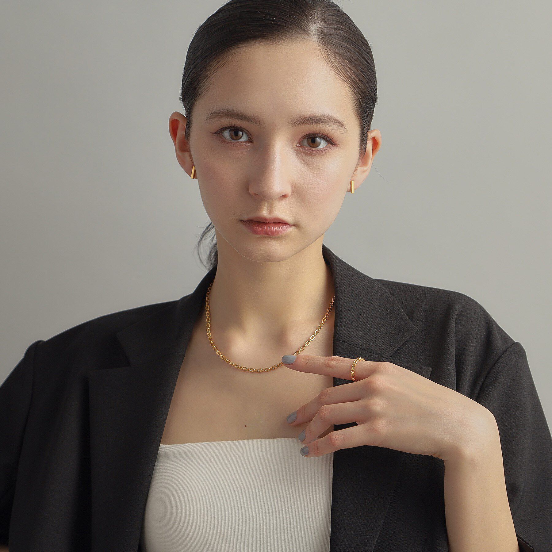 COCOSHNIK ONKITSCH「シルバー レクタングル スタッドピアス GP」|ピアス|