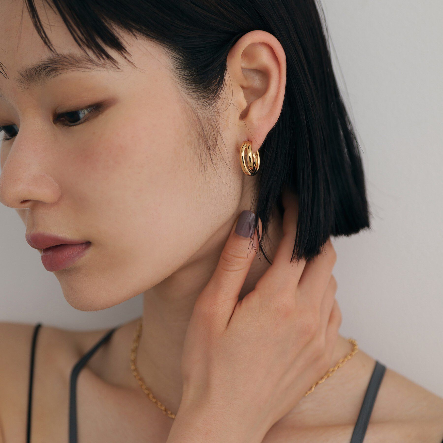 COCOSHNIK ONKITSCH「シルバー ドームクロスフープピアス GP」|ピアス|