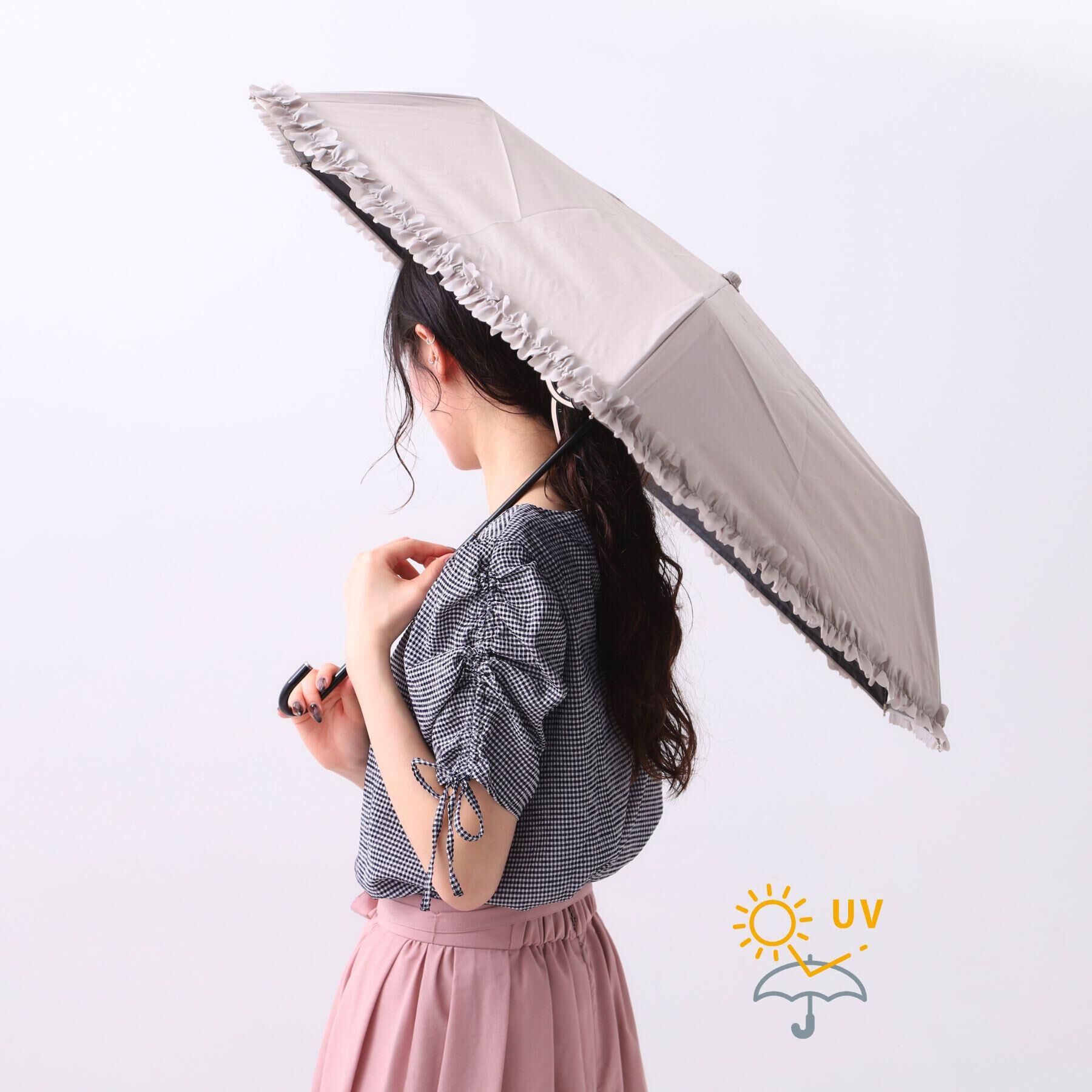 Ober Tashe「【折りたたみ/晴雨兼用】カットフリルミニ日傘」|傘|