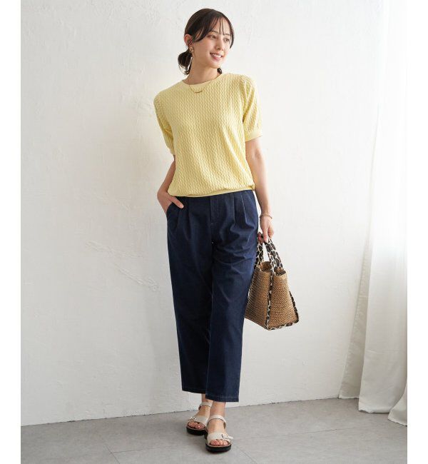 ikka「【雑誌InRed6月号掲載】GOKU楽パンツ 冷感テーパード【接触冷感】」|スラックス|