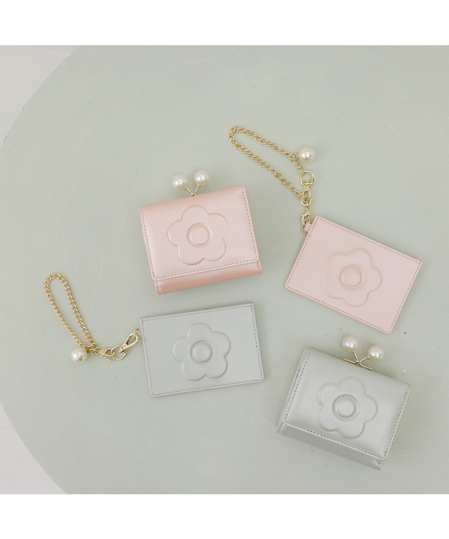 MARY QUANT「エンボスデイジーパール シングルパスケース」|定期入れ|