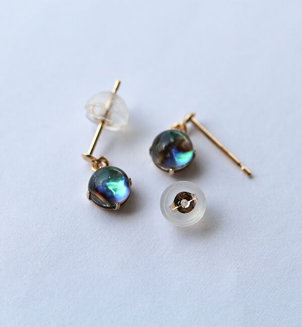  「クリスタル / 黒蝶貝 ピアス | K10YG」|ピアス|