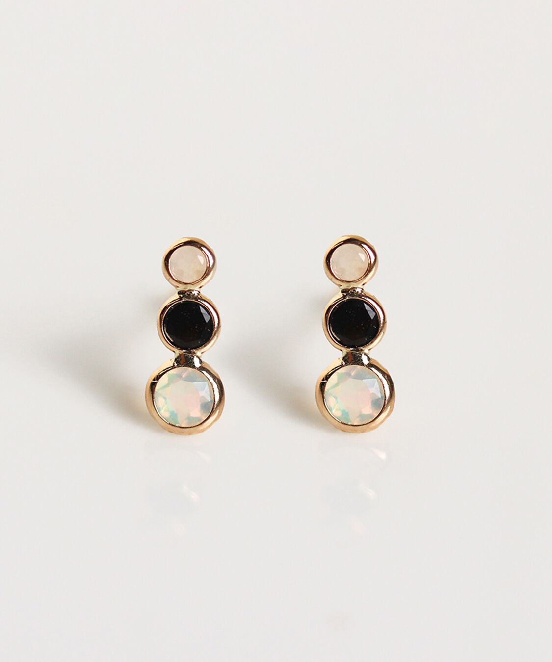  「マルチカラーストーン ピアス | K10YG 〈ブラック〉」|ピアス|