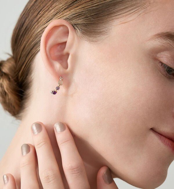 agete「K10マルチストーンピアス」|ピアス|