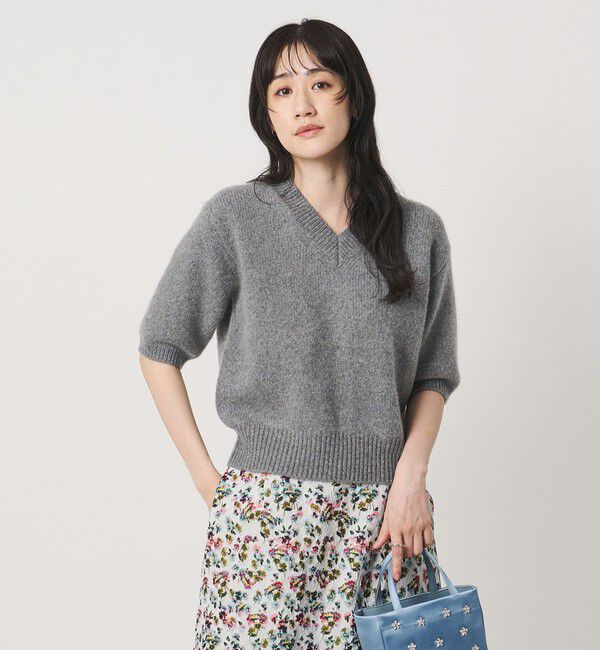UNITED ARROWS「CA/W ハーフスリーブ Vネック ニット」|ニット・セーター|