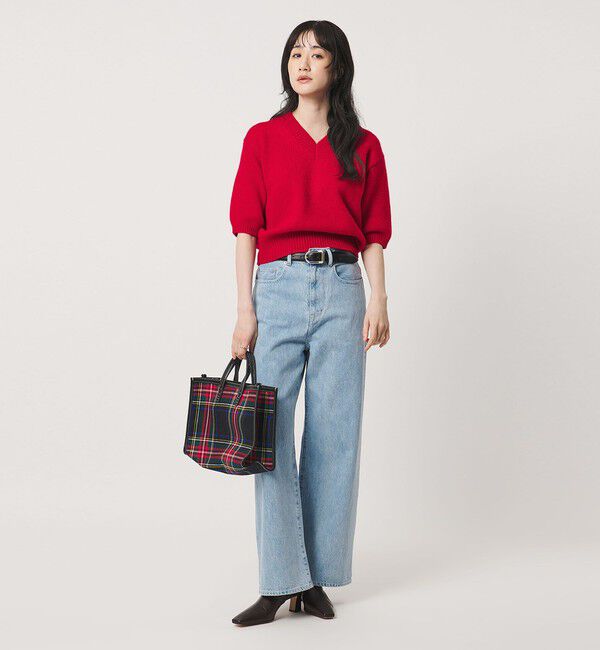 UNITED ARROWS「CA/W ハーフスリーブ Vネック ニット」|ニット・セーター|