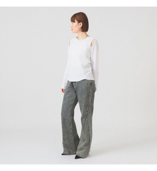 Ray BEAMS 「ショルダー オープン ロングスリーブ Tシャツ」|Tシャツ・カットソー|
