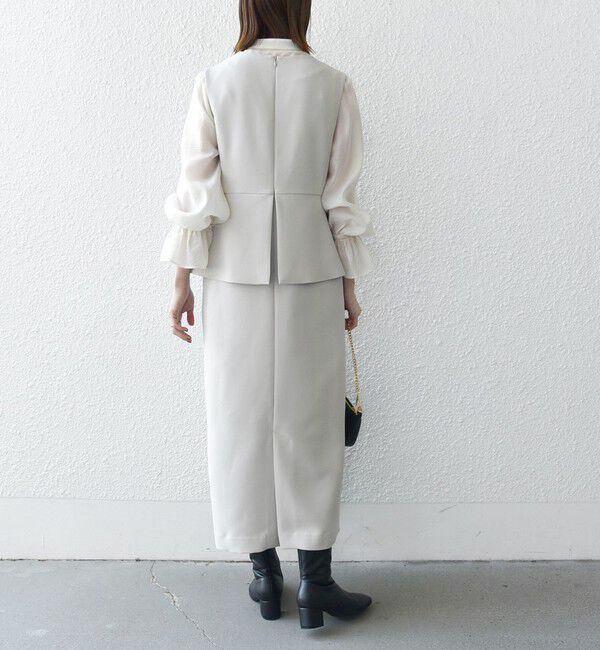 SHIPS any「〈洗濯機可能〉ダブルクロス Vネック ペプラム ワンピース［NAVY BLUE］」|ワンピース|