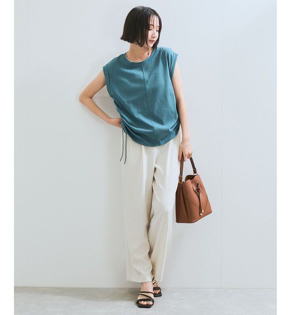 VIS「【WEB限定】サイドドロストシャーリングカットソー」|Tシャツ・カットソー|