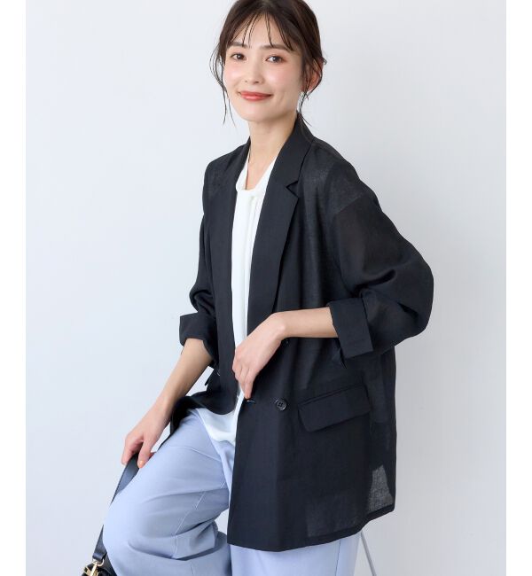 「【洗える】リネンライクテーラードジャケット」|その他|