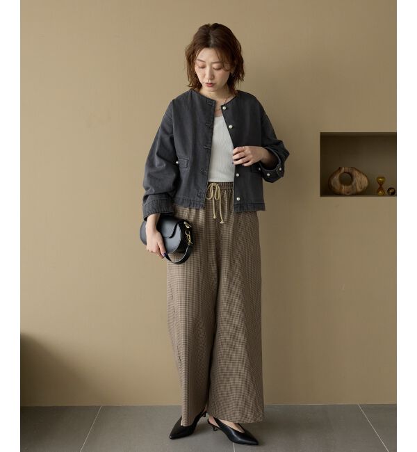  「パールボタンノーカラーデニムジャケット」|その他|