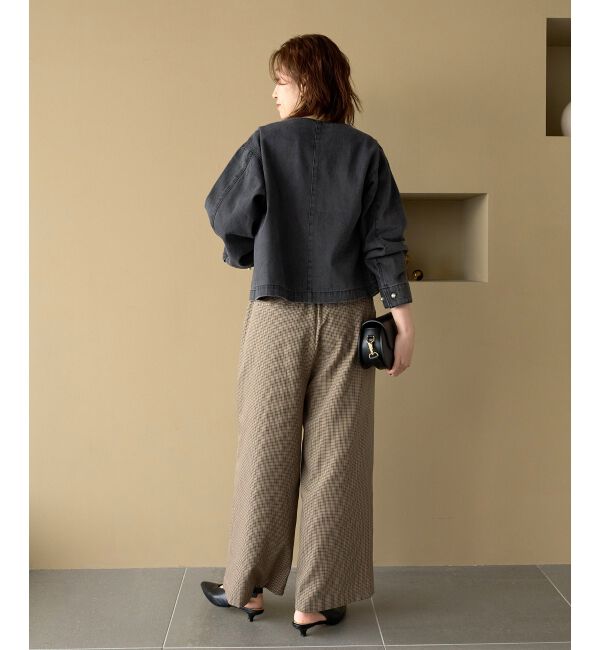  「パールボタンノーカラーデニムジャケット」|その他|